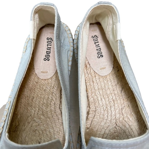 Soludos Blue and Pink Espadrilles with Flamingo Embroidery